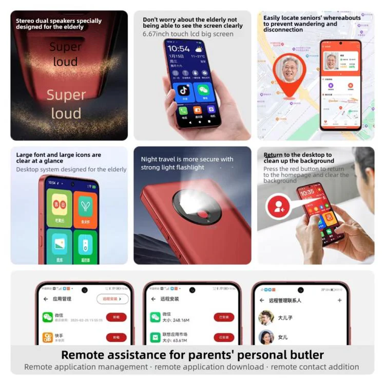 QIN L1 Global Elderly Smartphone, 6GB+128GB, 6.67 inch, Android MediaTek Helio G81 Octa Core, Network: 4G, Support Google Play (Red) - Image 4