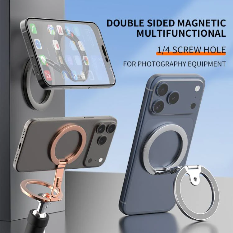 Quarter Screw Hole Design 360 Degree Flip Folding Double-Sided Magnetic Phone Holder(Silver) - Image 4