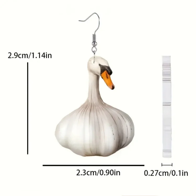 Quirky Garlic Duck Ear Studs Ladies Stylish Holiday Animal Earrings, Style: Single Sided Pattern - Image 3