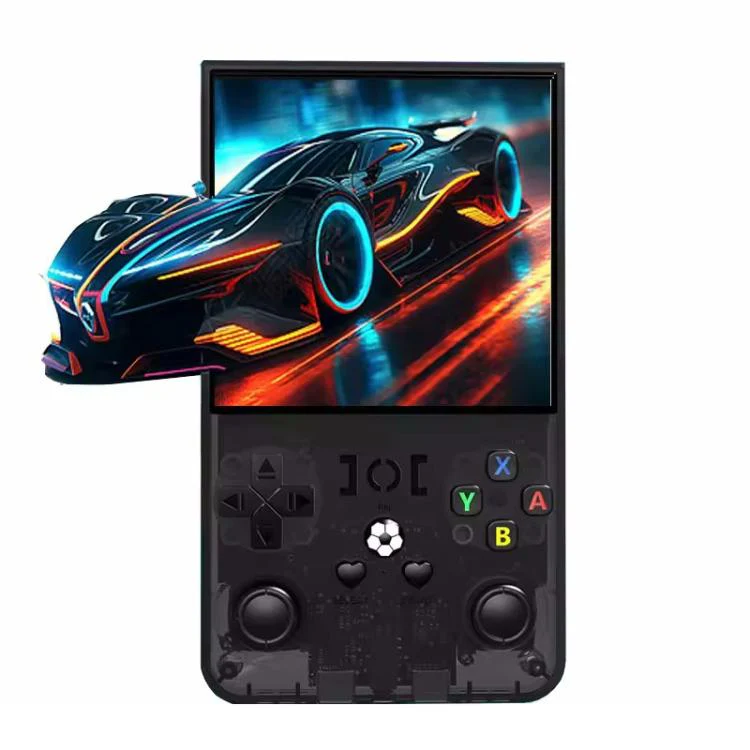 R36 MAX 4-inch IPS HD Handheld Retro Game Console Built-in 18,000+ Games, External TF card:64G(Black)