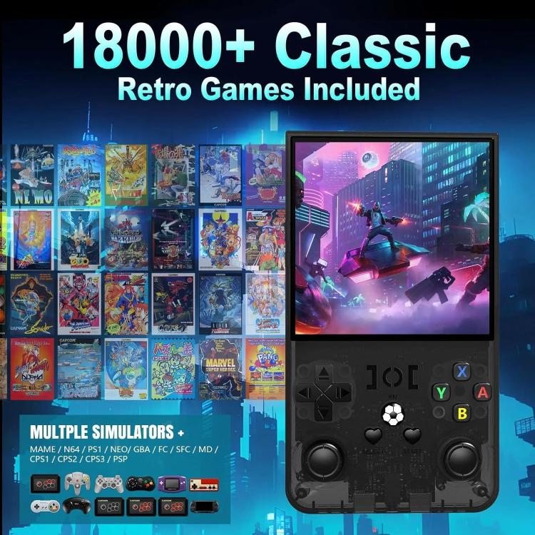 R36 MAX 4-inch IPS HD Handheld Retro Game Console Built-in 18,000+ Games, External TF card:64G(Red) - Image 2