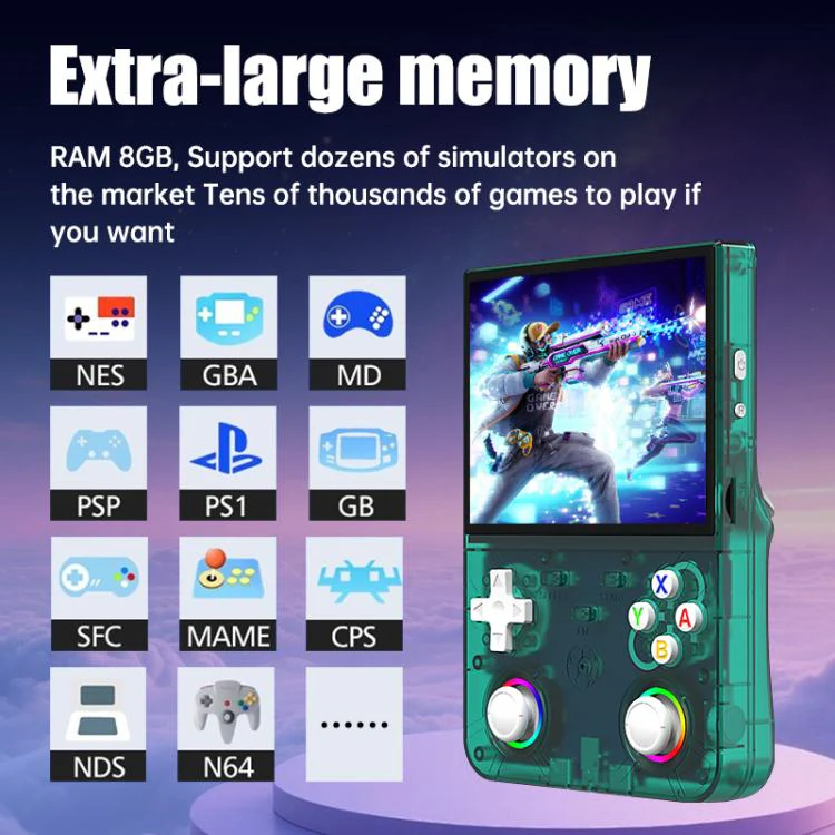 R36 Ultra X 4.5-inch IPS HD Handheld Retro Game Console Built-in 18,000+ Games, External TF card:32G(Green) - Image 6