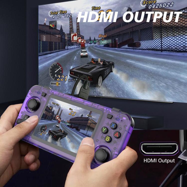R36H 3.5 inch IPS Screen Open Source Handheld Game Console Portable Retro Pocket Console, Color: 128G Transparent Black - Image 9