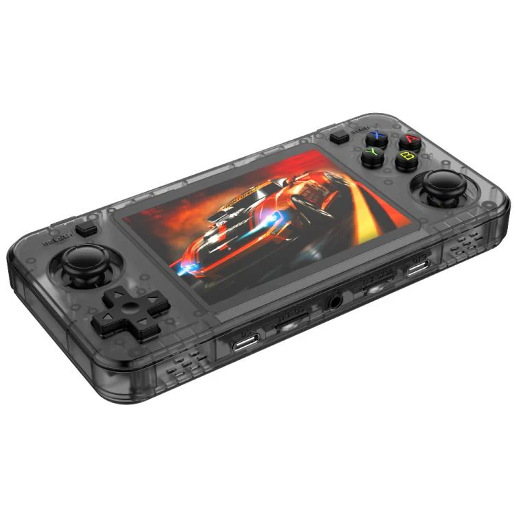 R36H 3.5 inch IPS Screen Open Source Handheld Game Console Portable Retro Pocket Console, Color: 64G Transparent Black