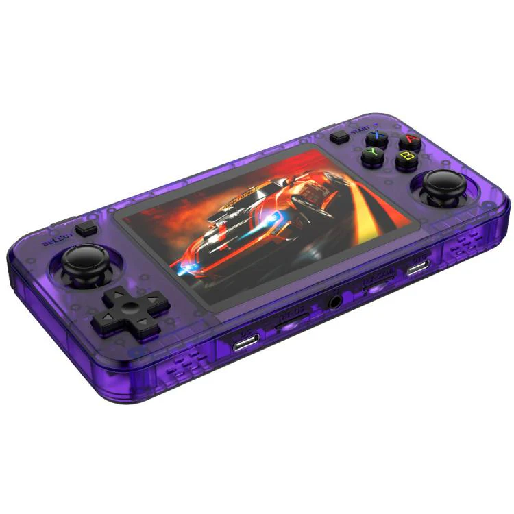 R36H 3.5 inch IPS Screen Open Source Handheld Game Console Portable Retro Pocket Console, Color: 64G Transparent Purple
