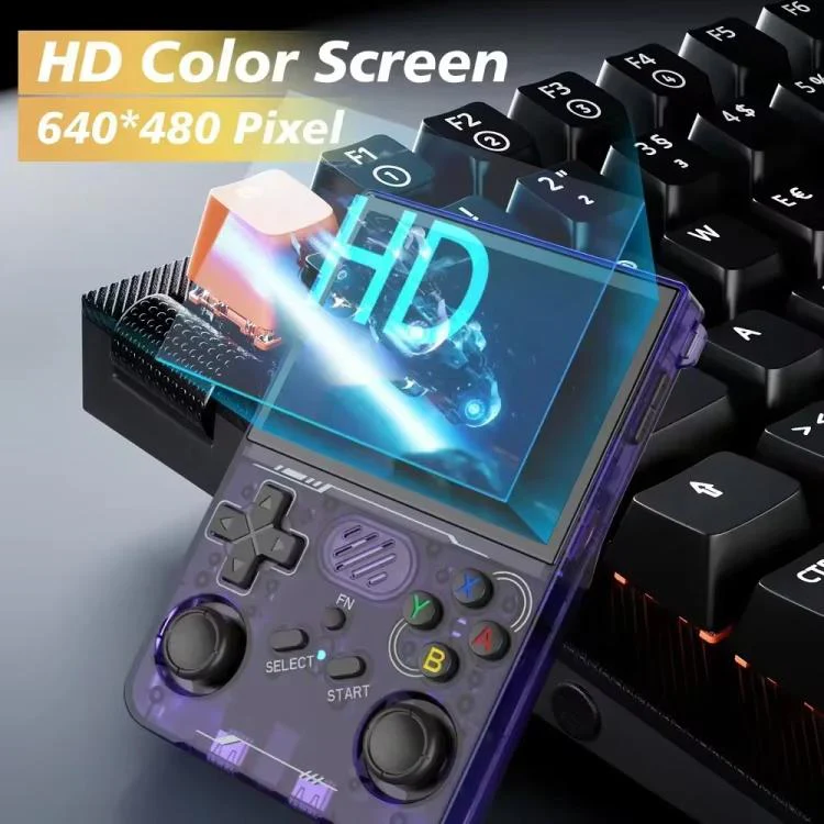 R36XX Dual-Band WiFi Handheld Game Console 3.5-Inch IPS HD Mipi Screen Open-Source Linux OS 128G(Transparent Purple) - Image 4