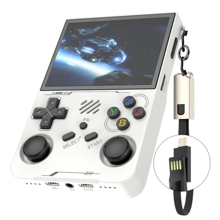R36XX Dual-Band WiFi Handheld Game Console 3.5-Inch IPS HD Mipi Screen Open-Source Linux OS 128G(White)