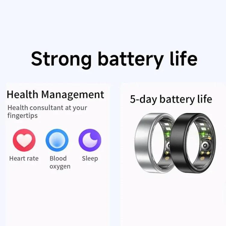 R88 Smart Ring Fitness Tracker, Supports Health Monitoring / Camera Control, Ring Size:Size 13(Black) - Image 4