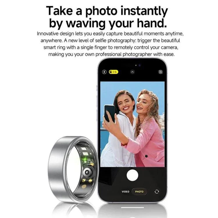 R88 Smart Ring Fitness Tracker, Supports Health Monitoring / Camera Control, Ring Size:Size 9(Blue) - Image 7