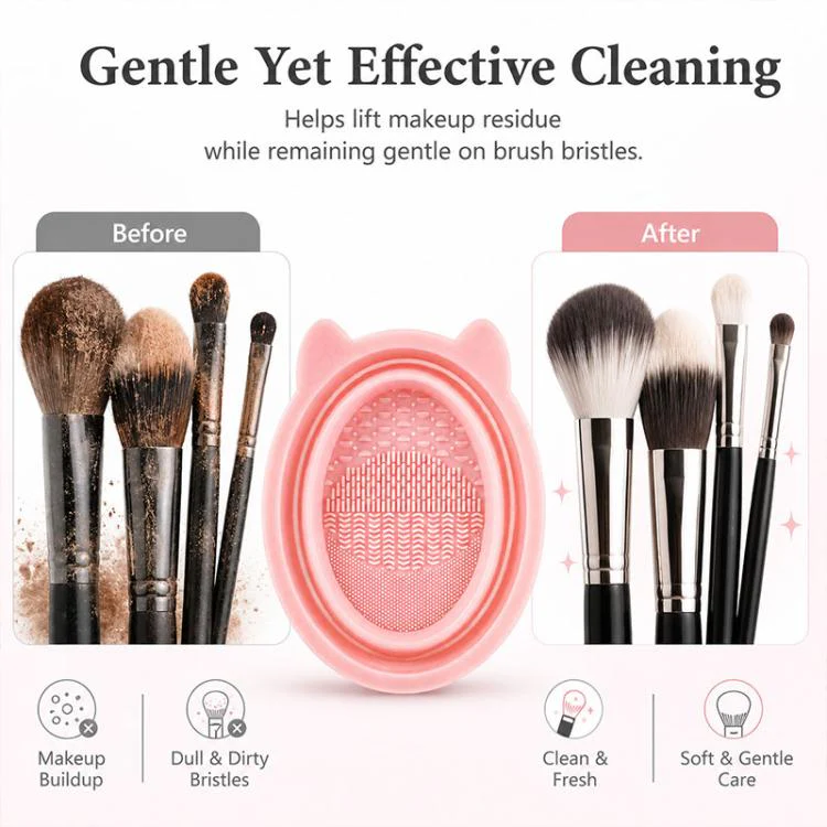 Rabbit Ear Makeup Tool Foldable Silicone Cleaning Bowl(Pink) - Image 11