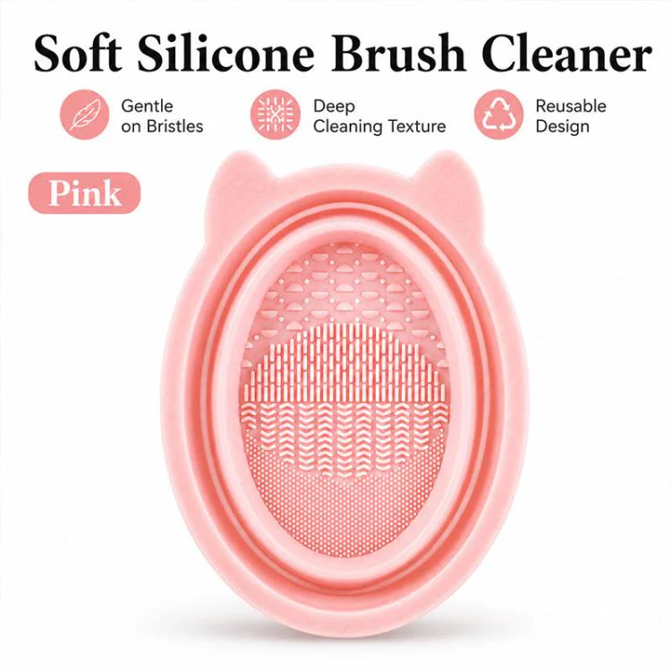 Rabbit Ear Makeup Tool Foldable Silicone Cleaning Bowl(Pink) - Image 2