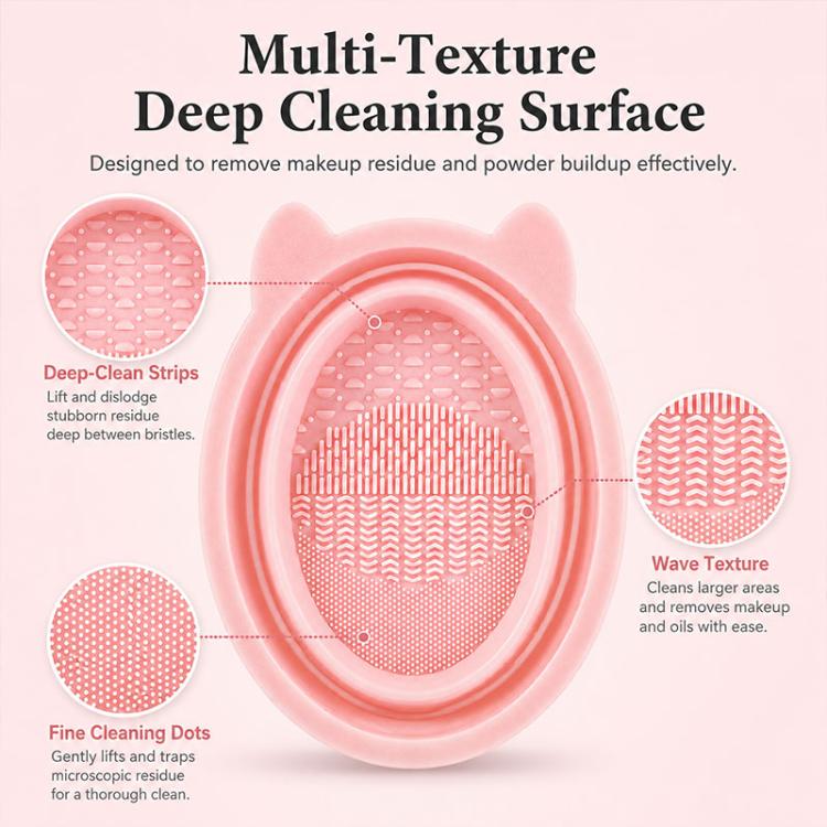 Rabbit Ear Makeup Tool Foldable Silicone Cleaning Bowl(Pink) - Image 3