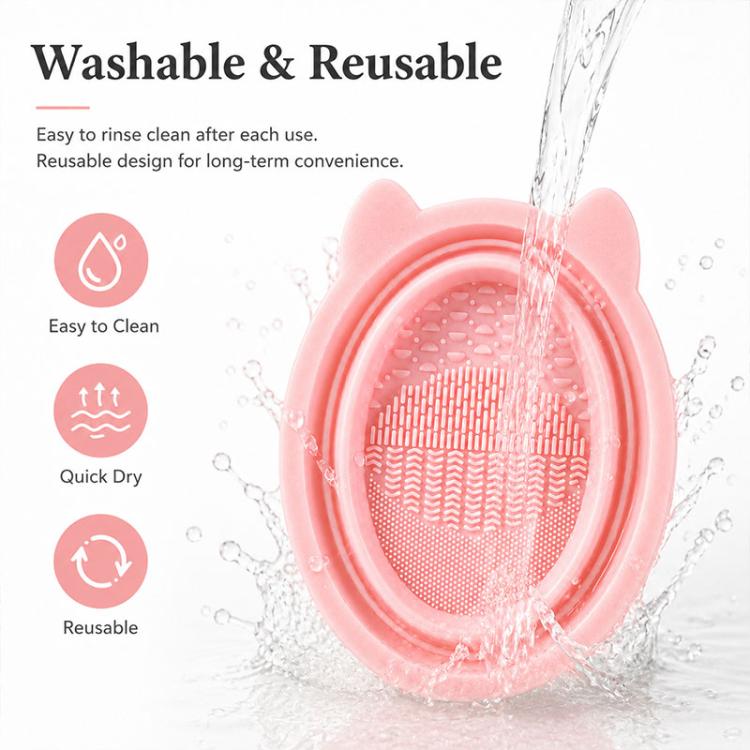 Rabbit Ear Makeup Tool Foldable Silicone Cleaning Bowl(Pink) - Image 8
