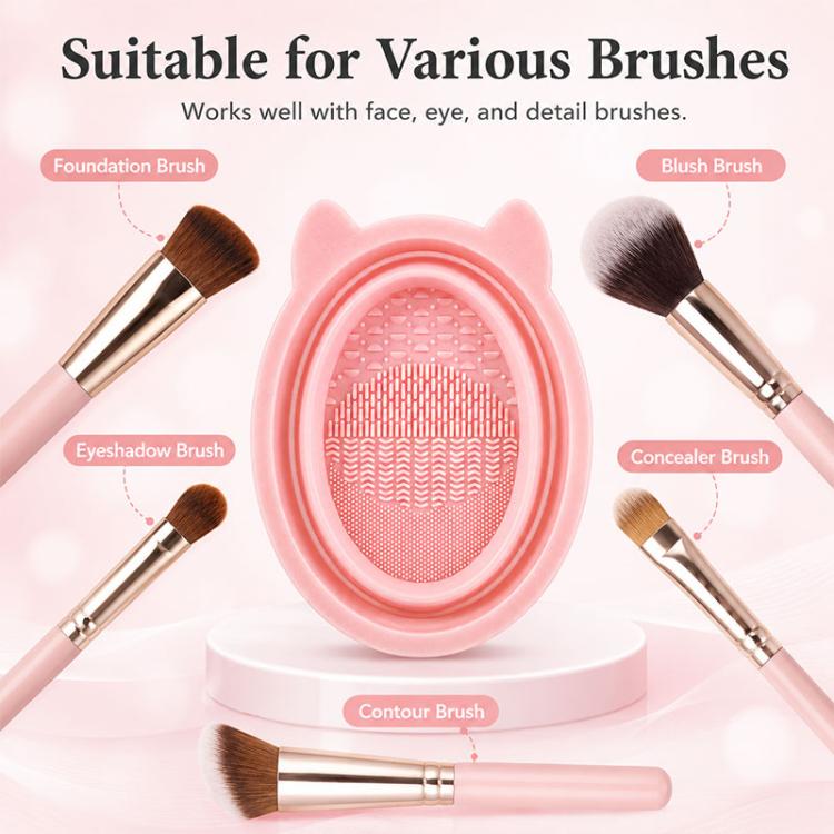 Rabbit Ear Makeup Tool Foldable Silicone Cleaning Bowl(Pink) - Image 9