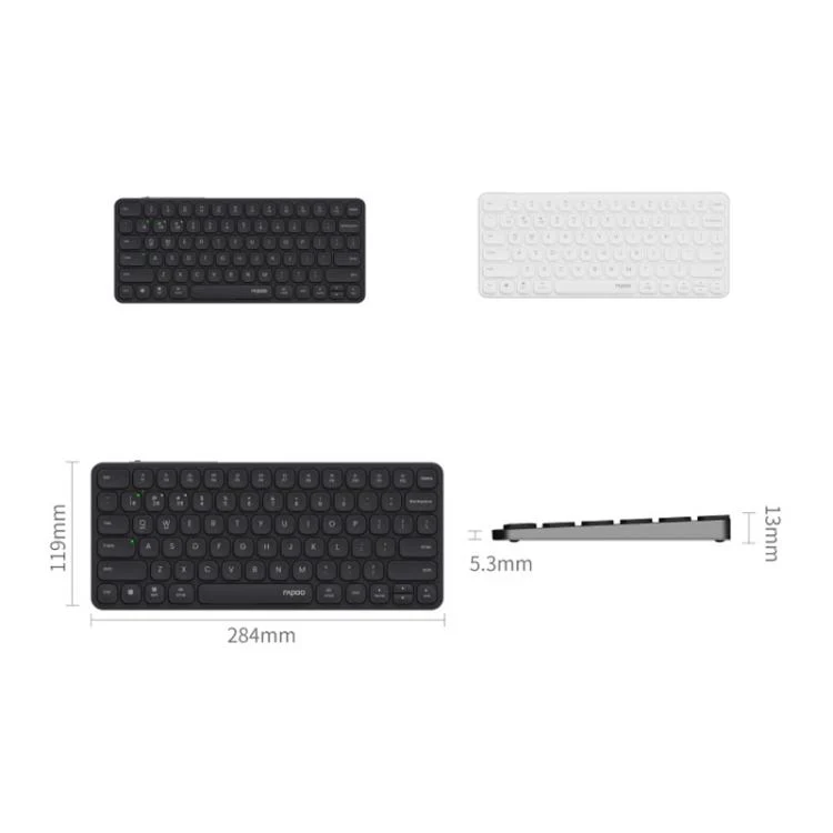 Rapoo E9050L Tri-mode Bluetooth Wireless Keyboard Silent Laptop Keyboard(Dark Gray) - Image 11