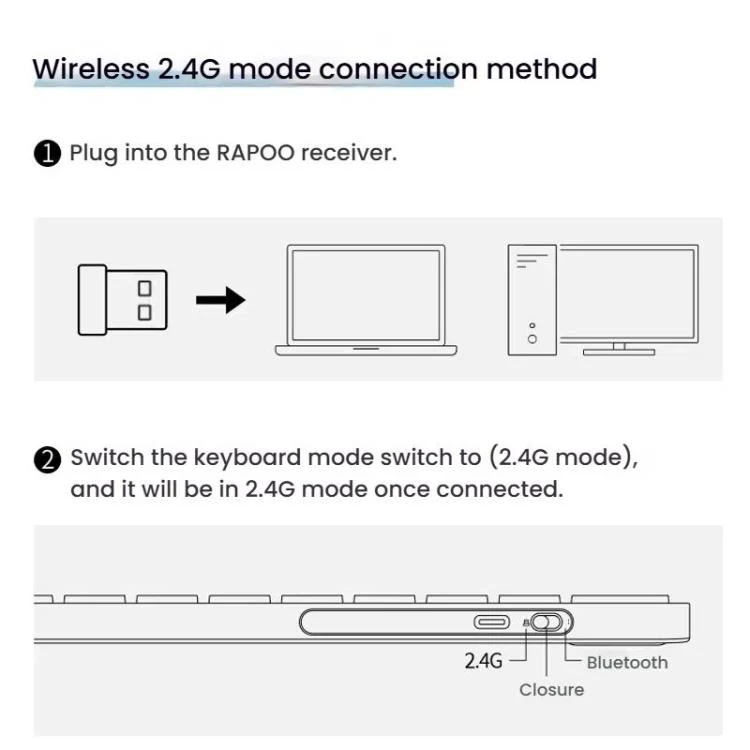 Rapoo E9050L Tri-mode Bluetooth Wireless Keyboard Silent Laptop Keyboard(Dark Gray) - Image 12