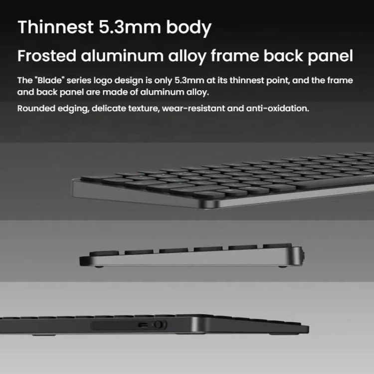 Rapoo E9050L Tri-mode Bluetooth Wireless Keyboard Silent Laptop Keyboard(Dark Gray) - Image 3