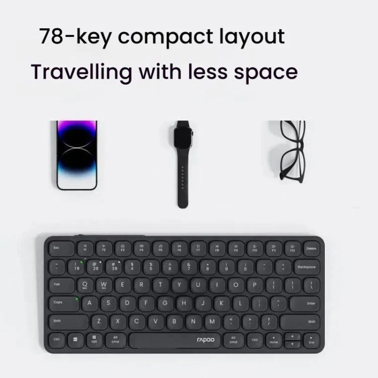 Rapoo E9050L Tri-mode Bluetooth Wireless Keyboard Silent Laptop Keyboard(Dark Gray) - Image 4