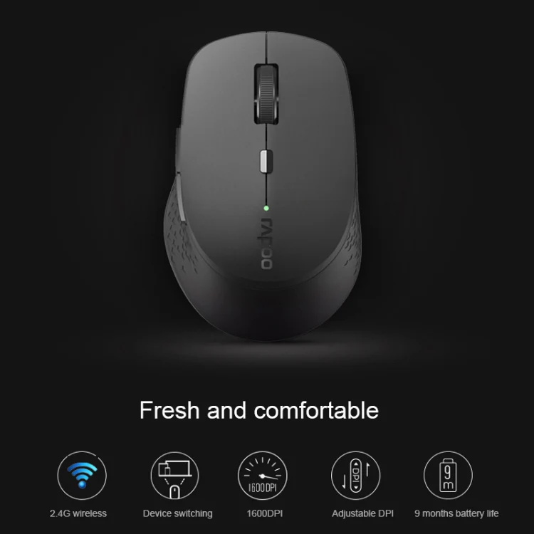 Rapoo M300G 1600DPI 3 Keys Laptop Office Silent Wireless Bluetooth Mouse(Light Gray) - Image 6