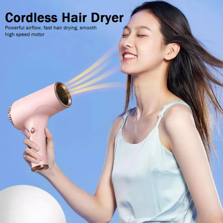 Rechargeable Wireless Hair Dryer Negative Ion Hot and Cold Wind Versatile Hairdressing Tools EU Plug(Black) - Image 3