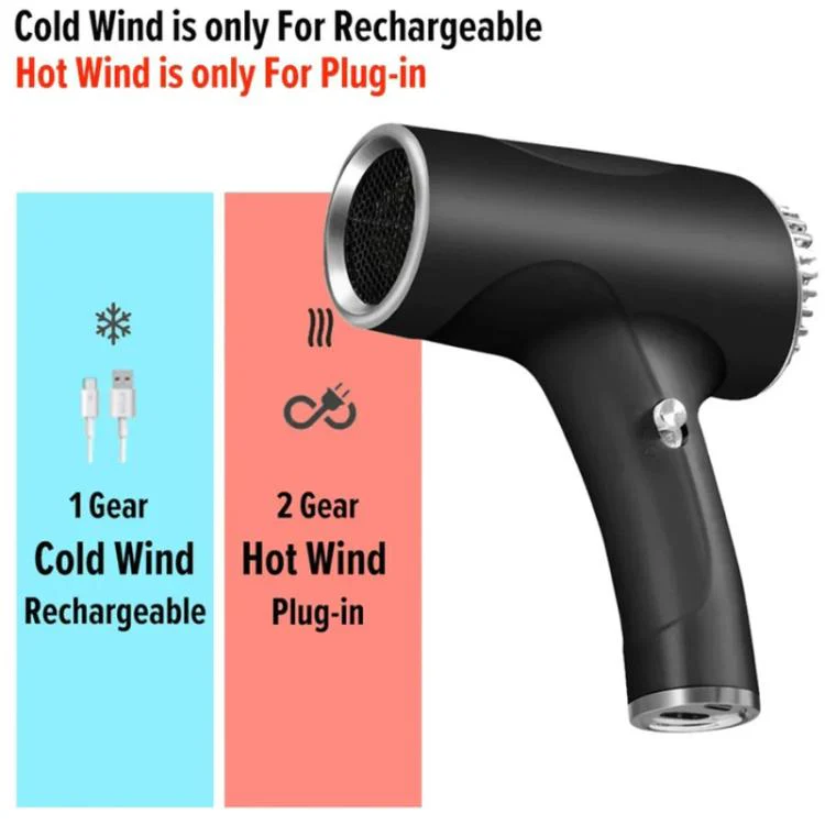 Rechargeable Wireless Hair Dryer Negative Ion Hot and Cold Wind Versatile Hairdressing Tools US Plug(Pink) - Image 4