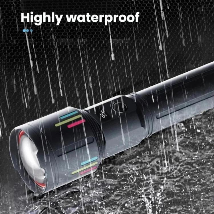 Rechargeable Zoomable High-Power Flashlight Handheld Aluminum Alloy Strong Light Torch(Gray) - Image 9