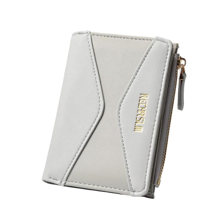 RECHRSLM 6614-2 Color Block Short Women Wallet Simple 2-Fold Student Card Holder(Grey)