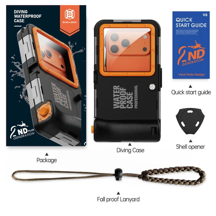 RedPepper Gen 2 Underwater Housing Plus 15m Diving Waterproof Cover, Suitable For 6.1-6.9 inch(Black Orange) - Image 6
