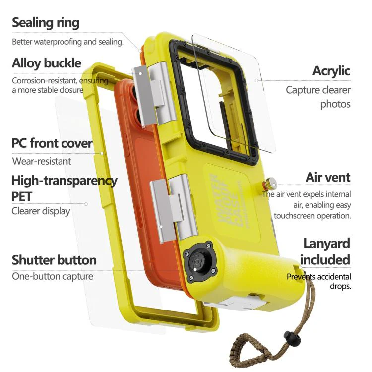 RedPepper Gen 2 Underwater Housing Plus 15m Diving Waterproof Cover, Suitable For 6.1-6.9 inch(Yelllow Black) - Image 3