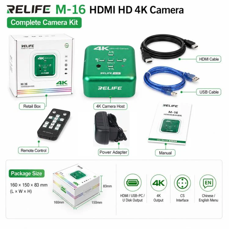 RELIFE M-16 HD 4K 30fps Industrial Grade Electronic Microscope Camera, Plug:US Plug - Image 10