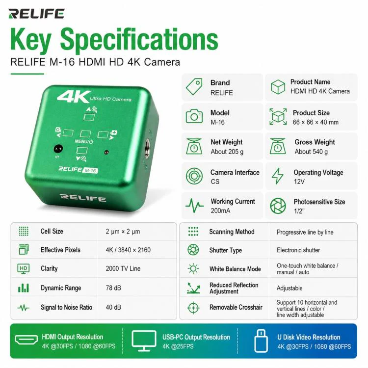 RELIFE M-16 HD 4K 30fps Industrial Grade Electronic Microscope Camera, Plug:US Plug - Image 11