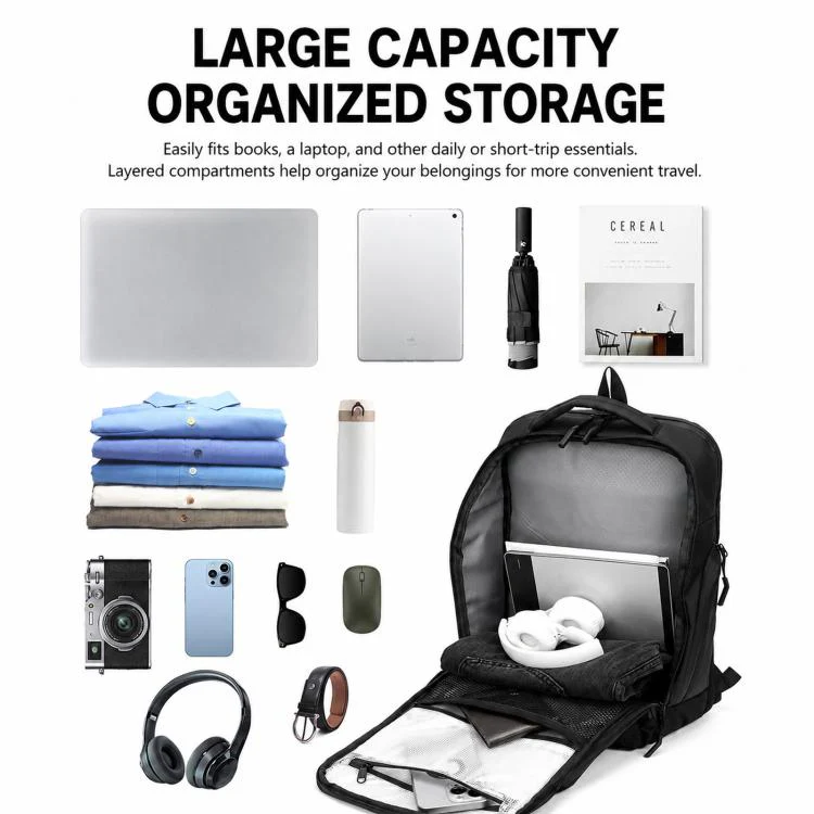 REMOID 15.6 inch Laptop Backpack Business Travel Commuter Pack Waterproof College School Bookbag(Black) - Image 5