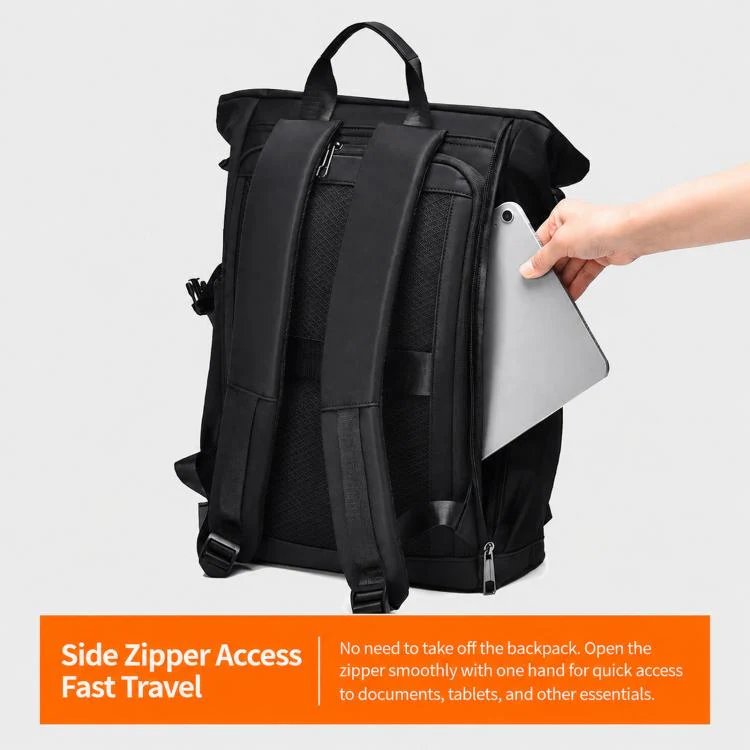 REMOID 15.6 inch Laptop Backpack Men Waterproof Commuter Business Rucksack Casual Travel Bag(Gray) - Image 4