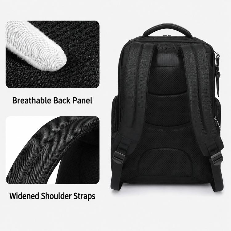 REMOID B3005 Business 15.6 inch Laptop Backpack Water Resistant Travel Commute School Daypack(Black) - Image 8