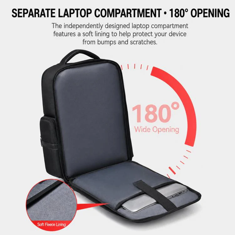 REMOID B3005 Business 15.6 inch Laptop Backpack Water Resistant Travel Commute School Daypack(Gray) - Image 5