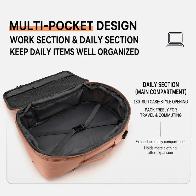 REMOID Expandable Travel Backpack Flight Approved Carry On Bag 30L Large Laptop Weekender Daypack(Gray) - Image 11