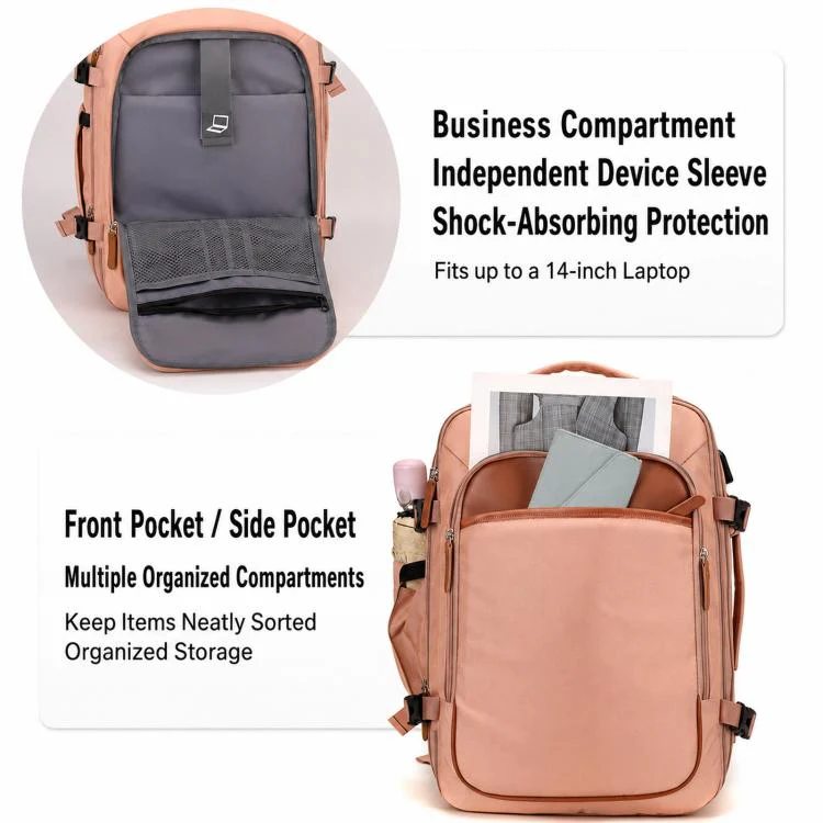 REMOID Expandable Travel Backpack Flight Approved Carry On Bag 30L Large Laptop Weekender Daypack(Gray) - Image 12