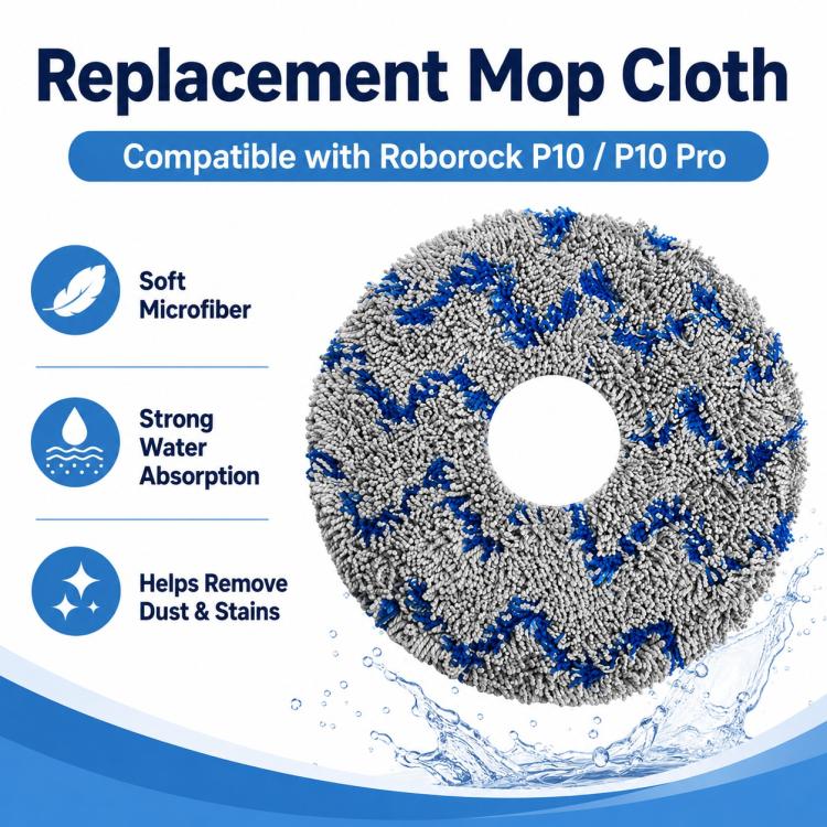 Replacement Accessories for Roborock P10 / P10 Pro Robot Vacuum Cleaner, Specification:Blue Striped Mop Pad - Image 2