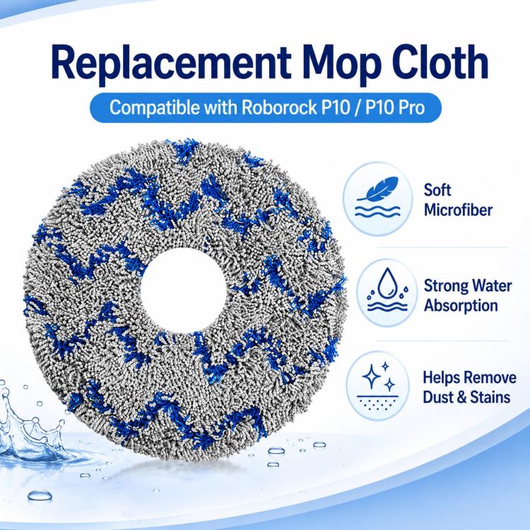 Replacement Accessories for Roborock P10 / P10 Pro Robot Vacuum Cleaner, Specification:Blue Striped Mop Pad - Image 4