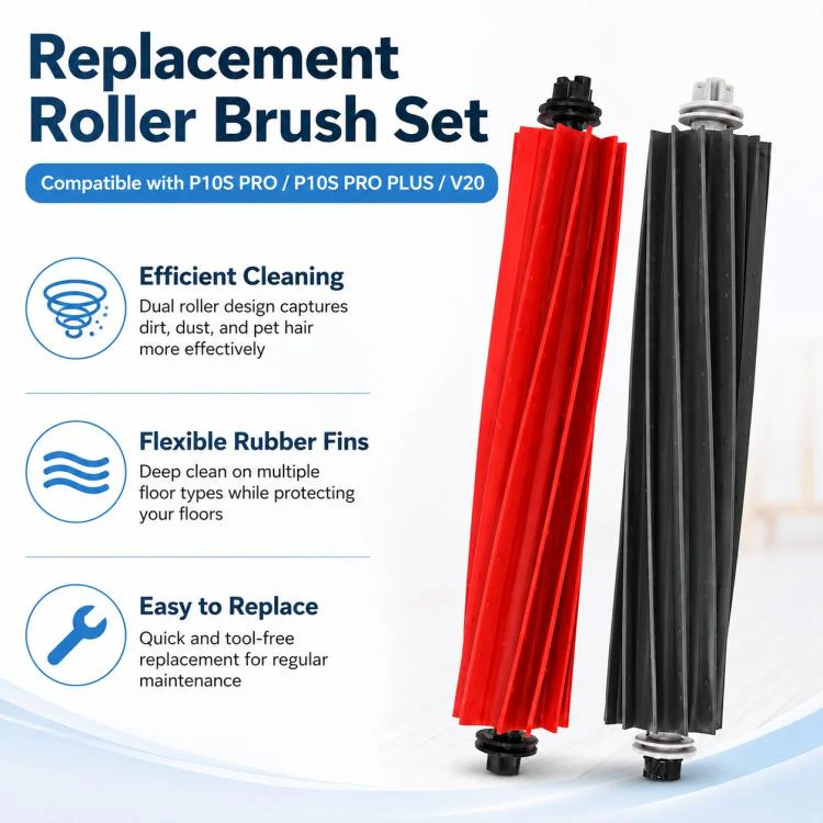 Replacement Accessories for Roborock P10S Pro / P10S Pro+ / V20 Robot Vacuum Cleaner, Specification:Dual Main Roller Brush - Image 2