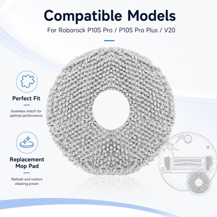 Replacement Accessories for Roborock P10S Pro / P10S Pro+ / V20 Robot Vacuum Cleaner, Specification:Fine Mop Pad - Image 2