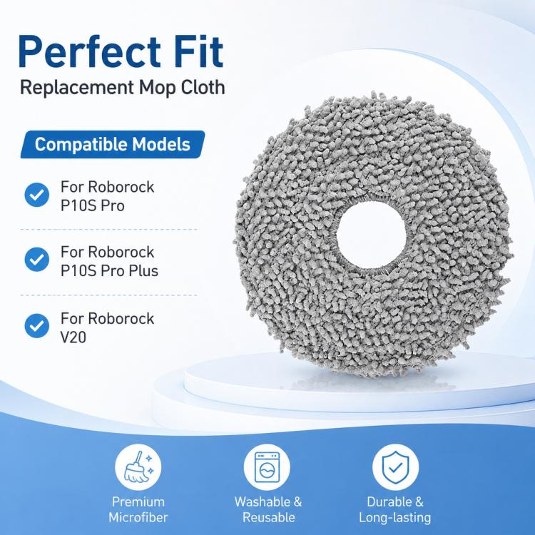 Replacement Accessories for Roborock P10S Pro / P10S Pro+ / V20 Robot Vacuum Cleaner, Specification:Thick Stripe Mop Pad - Image 2