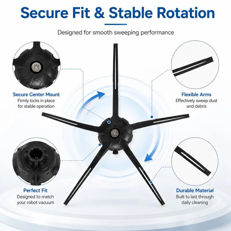 Replacement Accessories for Roborock Q7 Max+ / T8 Plus Robot Vacuum Cleaner, Specification:Black Five Arm Side Brush - Image 7