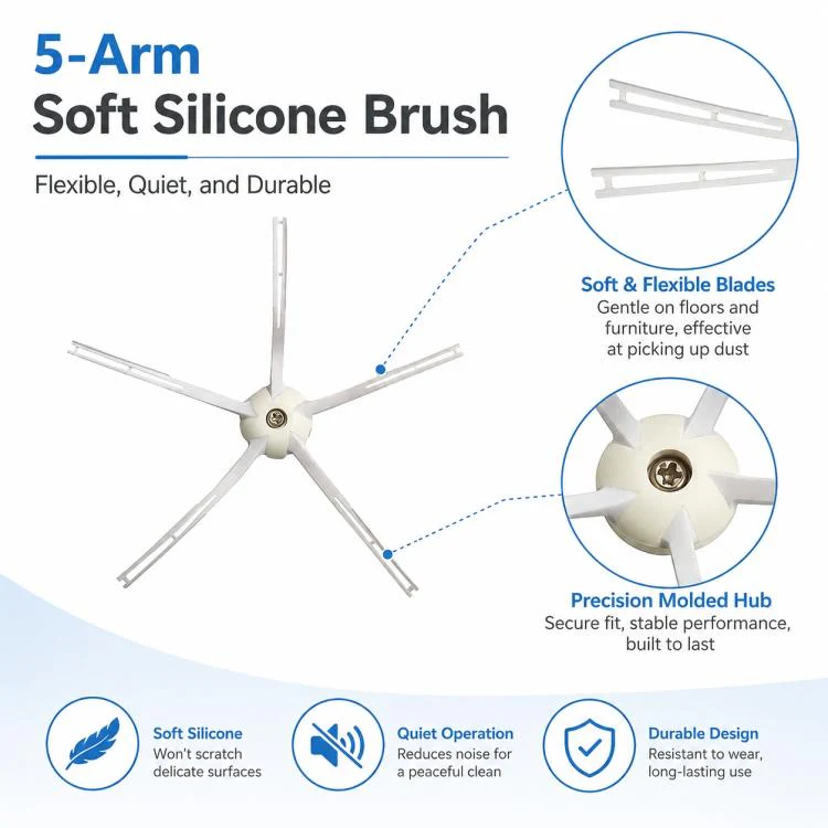 Replacement Accessories for Roborock Q7 Max+ / T8 Plus Robot Vacuum Cleaner, Specification:White Five Arm Side Brush - Image 3