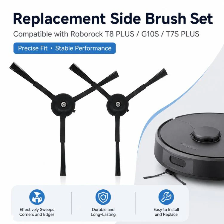 Replacement Accessories for Roborock T7S / G10S / S7 / S7 Max Robot Vacuum Mop, Specification:Two Black Side Brush - Image 2