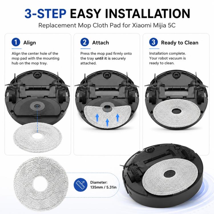 Replacement Accessories for Xiaomi Mijia 5C OV42CN Robot Vacuum Cleaner, Specification:Fine Mop Pad - Image 7