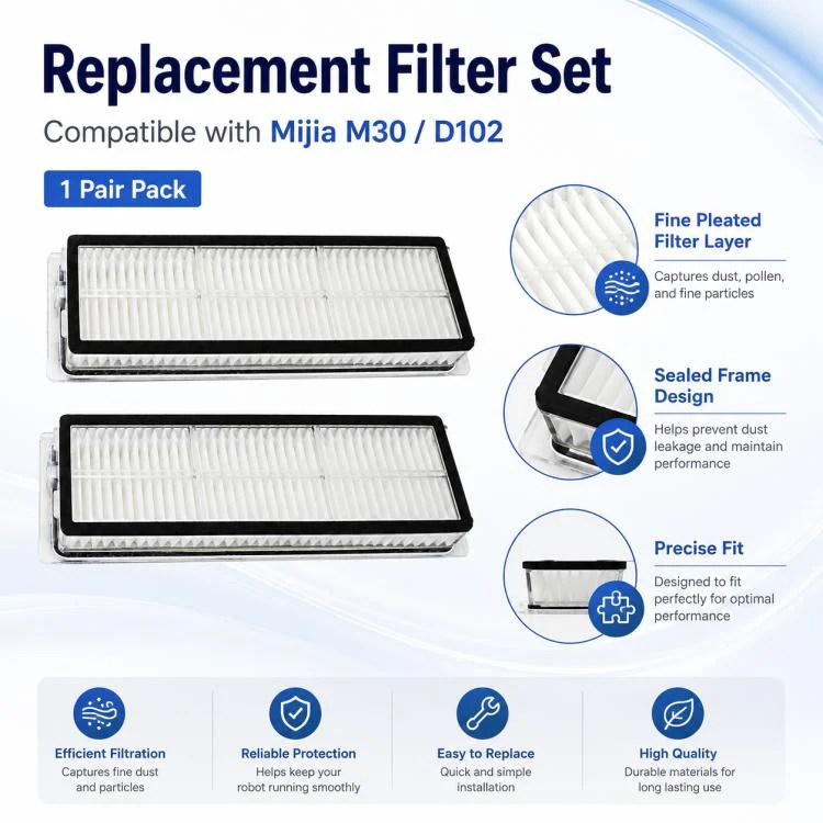 Replacement Accessories for Xiaomi Mijia M30 Robot Vacuum Cleaner, Specification:Dual Filter - Image 3