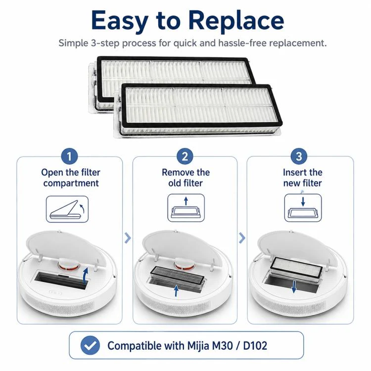Replacement Accessories for Xiaomi Mijia M30 Robot Vacuum Cleaner, Specification:Dual Filter - Image 7