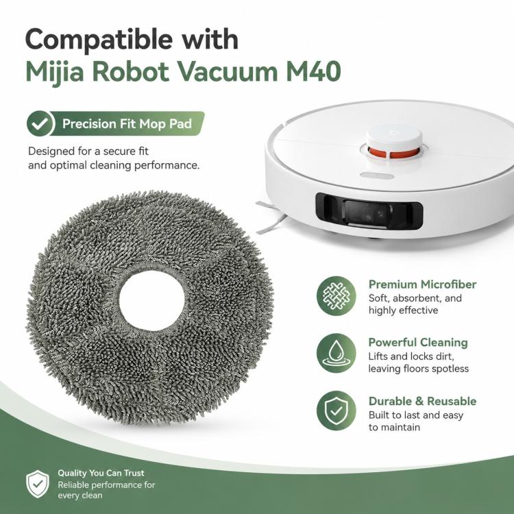 Replacement Accessories for Xiaomi Mijia M40 Robot Vacuum Cleaner, Specification:Dark Gray Mop Pad - Image 2