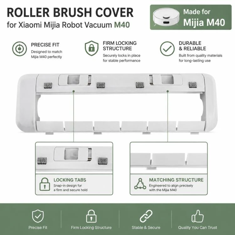 Replacement Accessories for Xiaomi Mijia M40 Robot Vacuum Cleaner, Specification:Rubber Brush Cover - Image 6